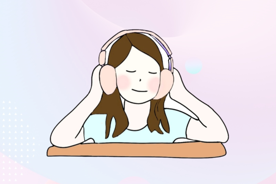 Engaged Listener Enjoying Korean Podcast
