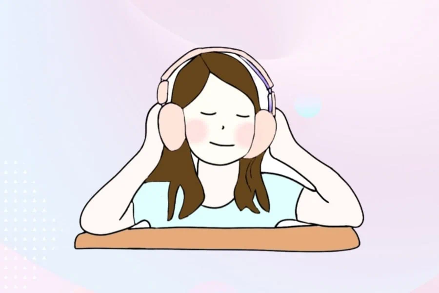Engaged Listener Enjoying Korean Podcast