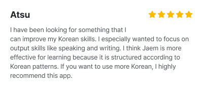 JAEM Korean review image, Atsu, I have been looking for something that I can improve my Korean skills