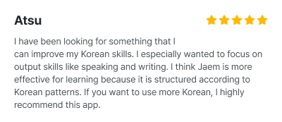 JAEM Korean review image, Atsu, I have been looking for something that I can improve my Korean skills