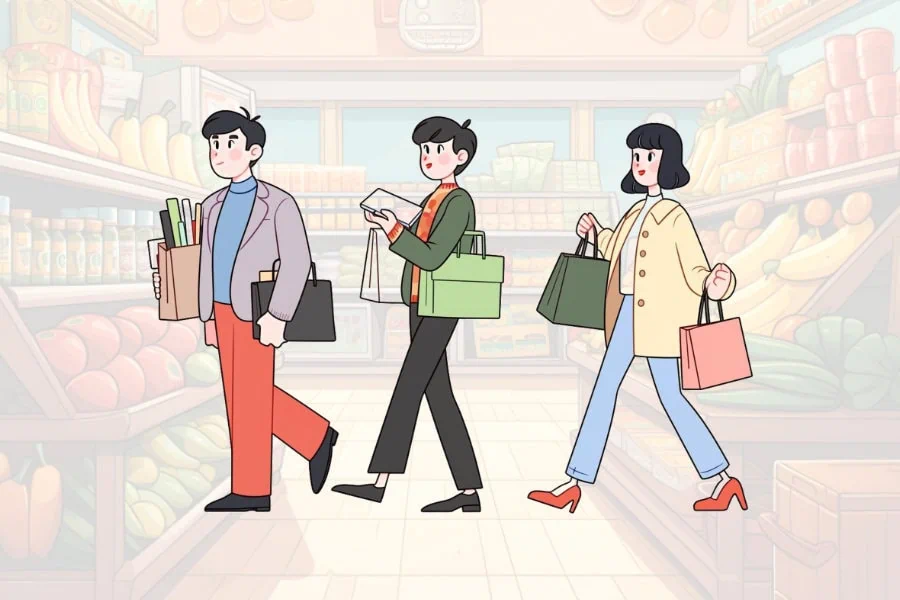 Shopping in a Korean Market