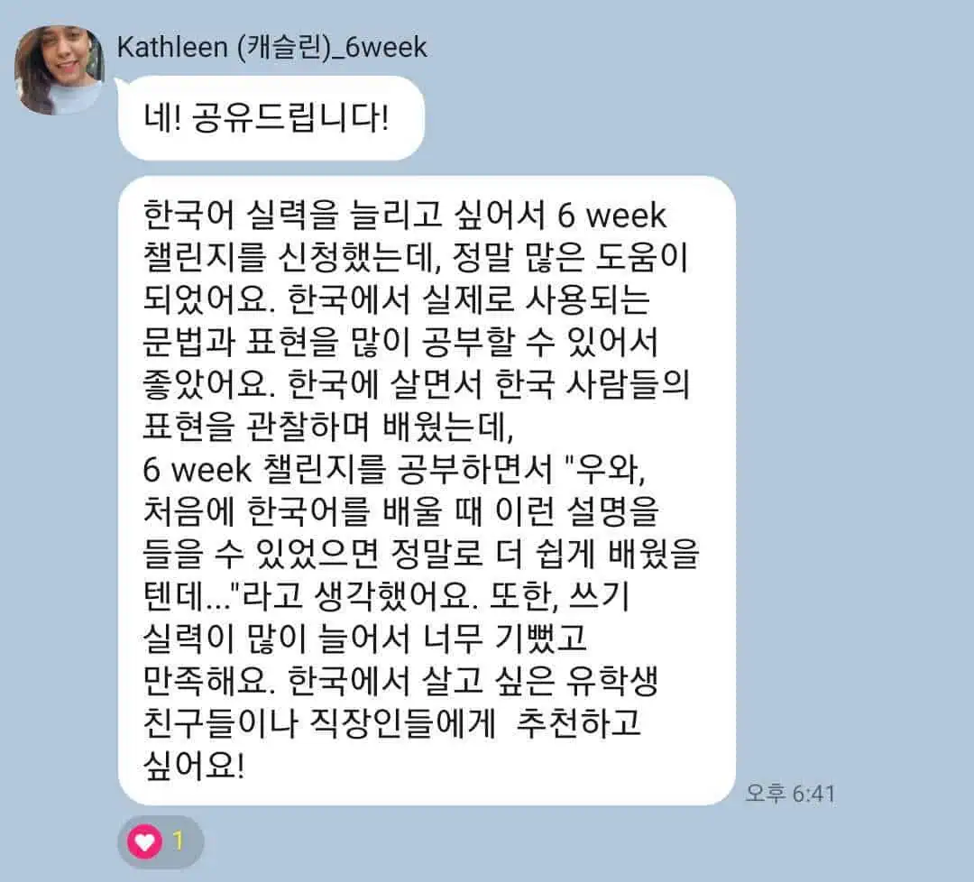 Journey to Korean Fluency 2 8 6w1 캐슬린님 한국어후기