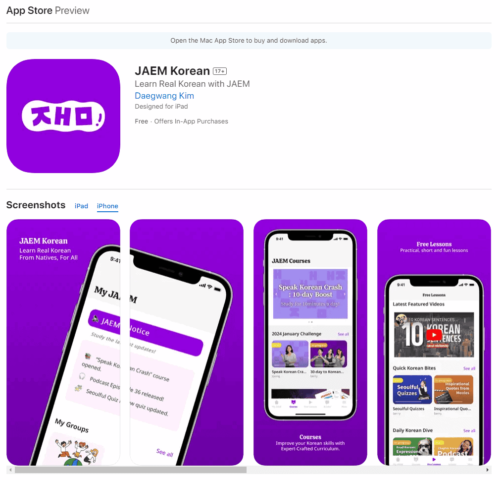 Learn Korean App Apple Store capture image