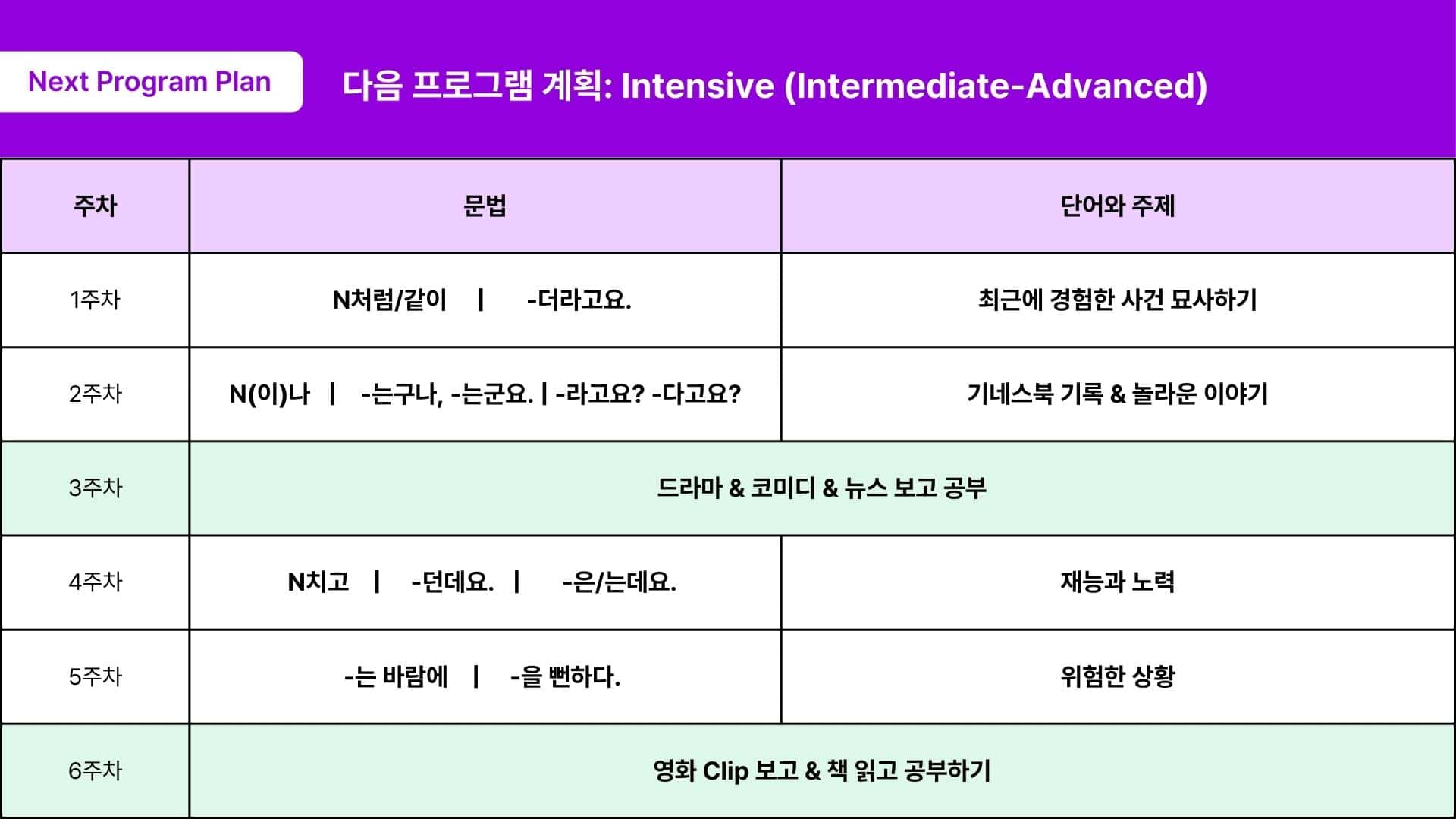 JAEM Korean Intensive Challenge Next month program (sept-oct)