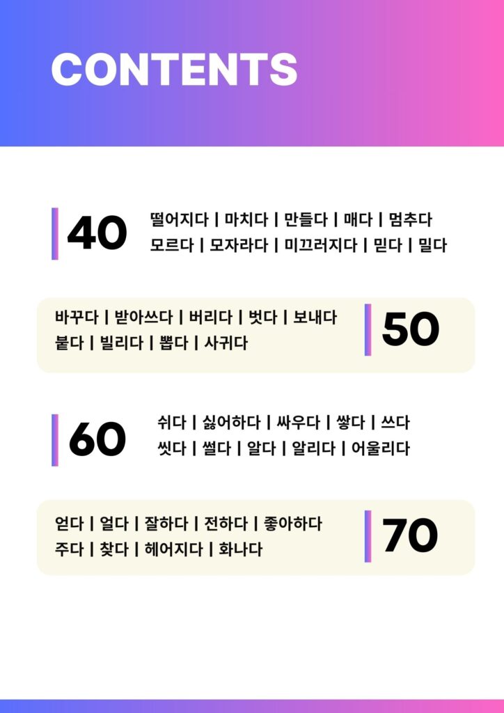 70 Essential Korean Verbs - Study with 700 Sentences book how to use 3