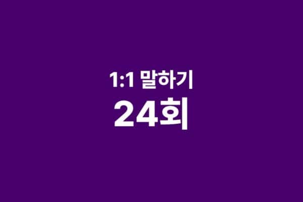 1:1 말하기 한국어 수업 24회